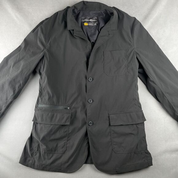 Eddie Bauer Travex Blazer Mens 46 Gray Tech Travel Sport Coat 3 Button Stretch - Picture 2 of 9